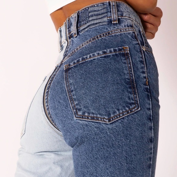 Revice Yin Yang Two Tone Crop Zipper Denim New Without Tag - Picture 6 of 13